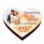 Cutie de verighete cu magnet, Personalizata, Inima, Portocalie, Lemn, CTV043 - imagine 2