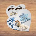 Cutie de verighete cu magnet, Personalizata, Inima, Albastru, Lemn, CTV044 - imagine 5