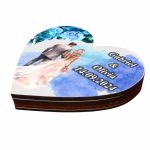 Cutie de verighete cu magnet, Personalizata, Inima, Albastru, Lemn, CTV045 - imagine 4