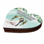 Cutie de verighete cu magnet, Personalizata, Inima, Verde, Lemn, CTV046 - imagine 4