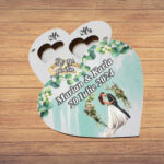 Cutie de verighete cu magnet, Personalizata, Inima, Verde, Lemn, CTV046 - imagine 5