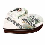 Cutie de verighete cu magnet, Personalizata, Inima, Verde, Lemn, CTV048 - imagine 4