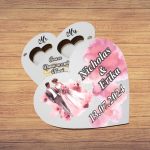Cutie de verighete cu magnet, Personalizata, Inima, Roz, Lemn, CTV049 - imagine 4