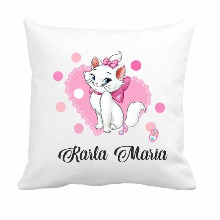 Perna personalizata cu nume, Gradinita, Pisica Marrie, 40x40 cm, PGR003