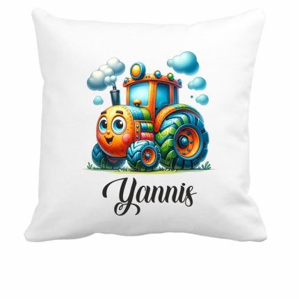 Perna personalizata cu nume, Gradinita, Tractoras, 40x40 cm, PGR012