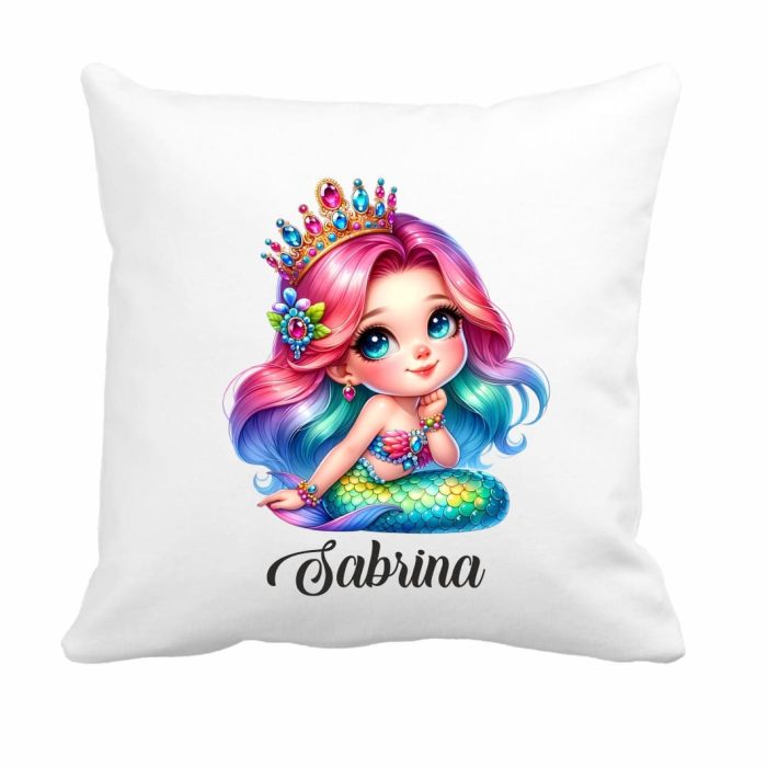Perna personalizata cu nume, Gradinita, Sirena, 40x40 cm, PGR016 - imagine 1