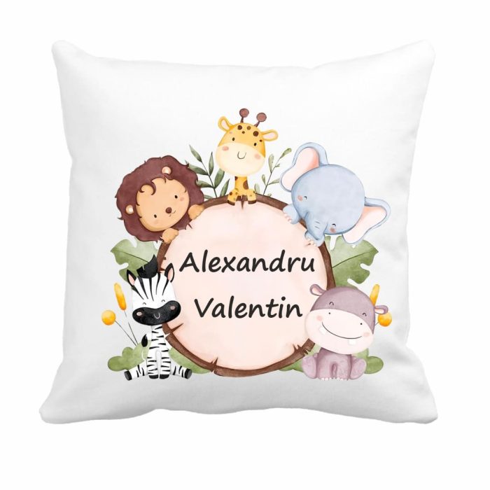 Perna personalizata cu nume, Gradinita, Safari, 40x40 cm, PGR024 - imagine 1