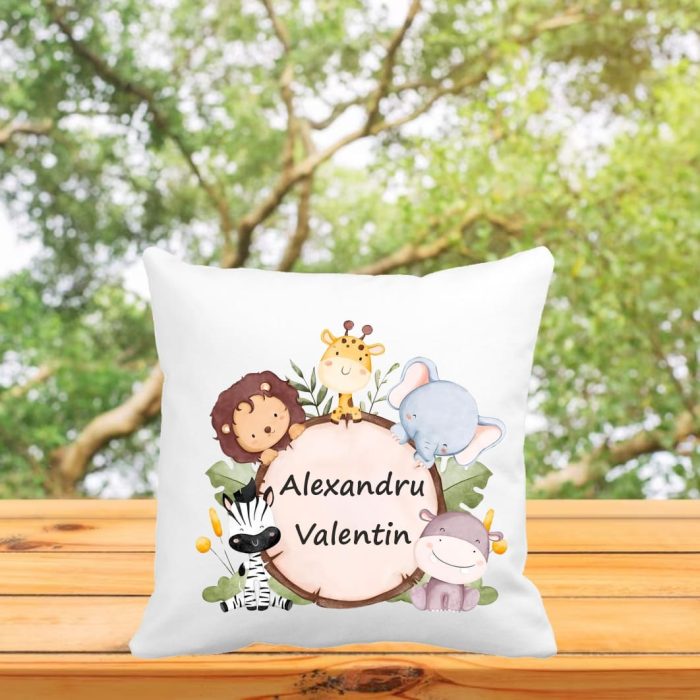 Perna personalizata cu nume, Gradinita, Safari, 40x40 cm, PGR024 - imagine 3