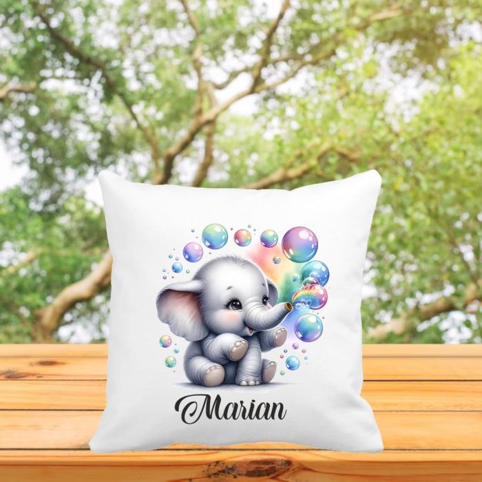 Perna personalizata cu nume, Gradinita, Elefantel, 40x40 cm, PGR031 - imagine 3