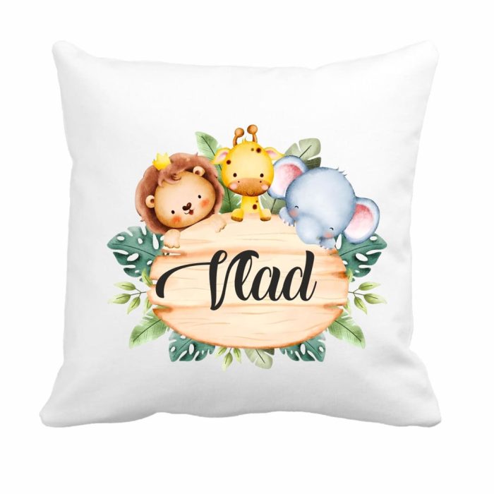 Perna personalizata cu nume, Gradinita, Safari, 40x40 cm, PGR043 - imagine 1