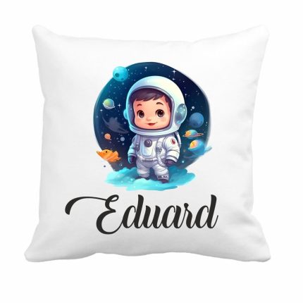 Perna personalizata cu nume, Gradinita, Micul Astronaut, 40x40 cm, PGR050