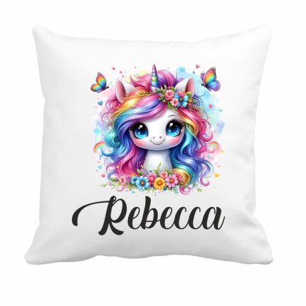Perna personalizata cu nume, Gradinita, Unicorn, 40x40 cm, PGR051