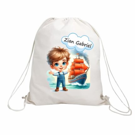 Rucsac personalizat cu nume, Gradinita, Micul Marinar, 43x34 cm, RGR020