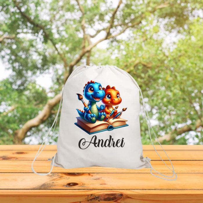 Rucsac personalizat cu nume, Gradinita, Dinozauri, 43x34 cm, RGR026 - imagine 3