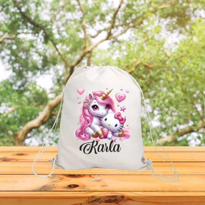Rucsac personalizat cu nume, Gradinita, Unicorn, Hello Kitty, 43x34 cm, RGR038 - imagine 3