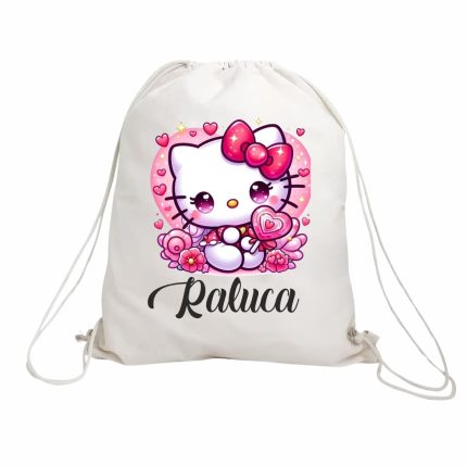 Rucsac personalizat cu nume, Gradinita, Hello Kitty, 43x34 cm, RGR053