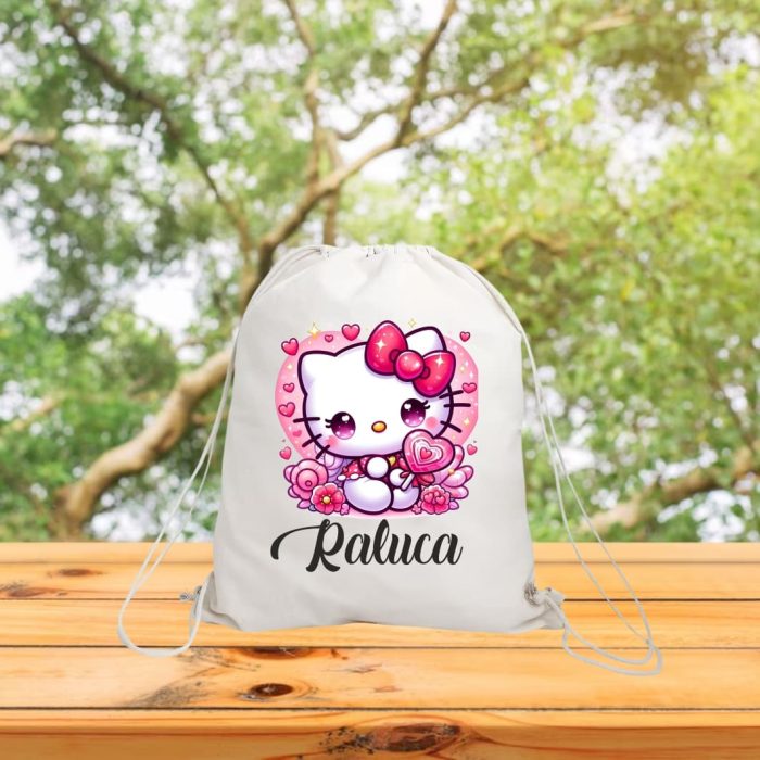 Rucsac personalizat cu nume, Gradinita, Hello Kitty, 43x34 cm, RGR053 - imagine 3