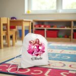 rucsac copii personalizat barbie roz stralucitor