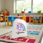 rucsac copii personalizat unicorn curcubeu