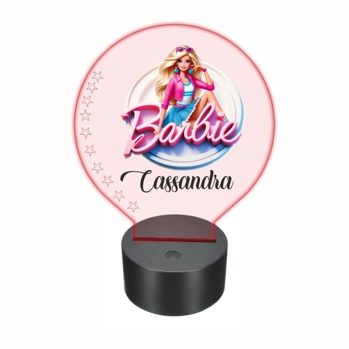 Lampa 3D personalizata, model Barbie, multicolor, 22x18 cm, LDUV002 - imagine 1