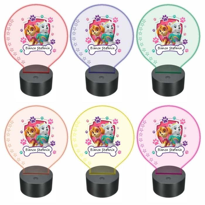 Lampa 3D personalizata, model Patrula Catelusilor, multicolor, 22x18 cm, LDUV005 - imagine 2