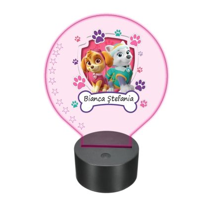 Lampa 3D personalizata, model Patrula Catelusilor, multicolor, 22x18 cm, LDUV005