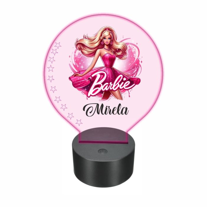 Lampa 3D personalizata, model Barbie, multicolor, 22x18 cm, LDUV010 - imagine 1