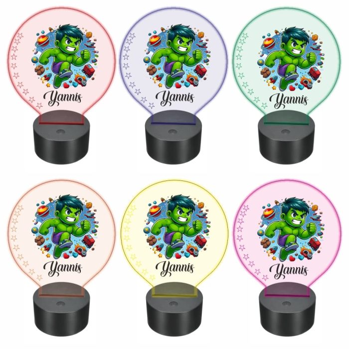 Lampa 3D personalizata, model micul Hulk, multicolor, 22x18 cm, LDUV014 - imagine 2