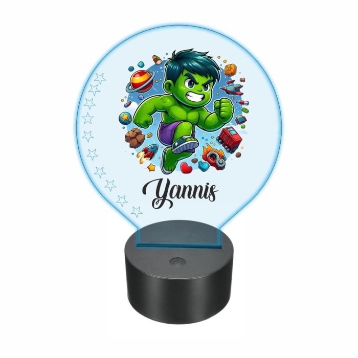 Lampa 3D personalizata, model micul Hulk, multicolor, 22x18 cm, LDUV014 - imagine 5