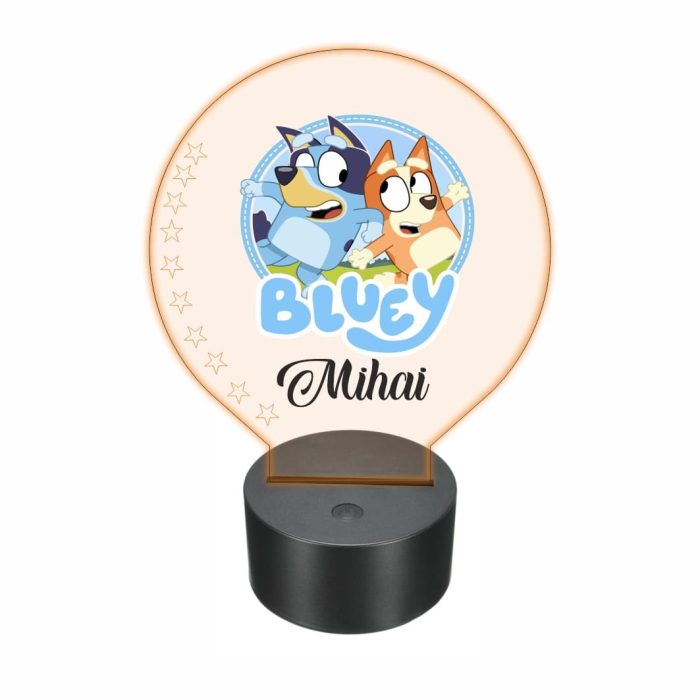 Lampa 3D personalizata, model Bluey, multicolor, 22x18 cm, LDUV017 - imagine 5