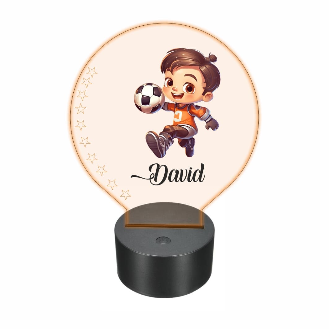 lampa led 3D personalizata baietel fotbalist