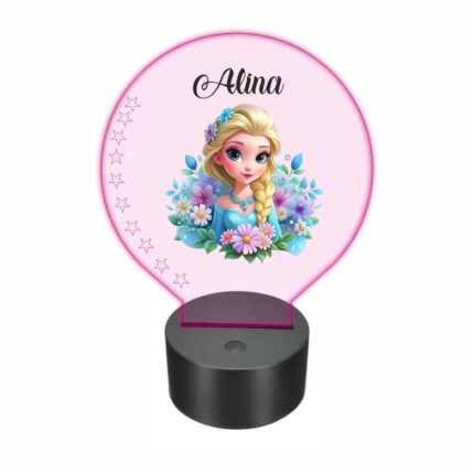 lampa led 3D personalizata elsa flori