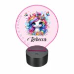 lampa led 3D personalizata unicorn fluturi