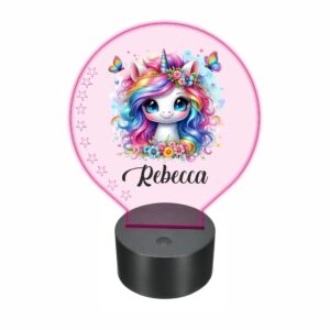 lampa led 3D personalizata unicorn fluturi