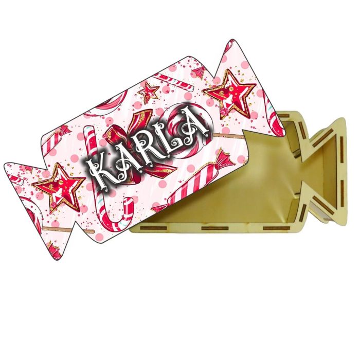Cutie cadou de Craciun Personalizata, Bomboana, Lemn, 30x14 cm, CCDB014 - imagine 1