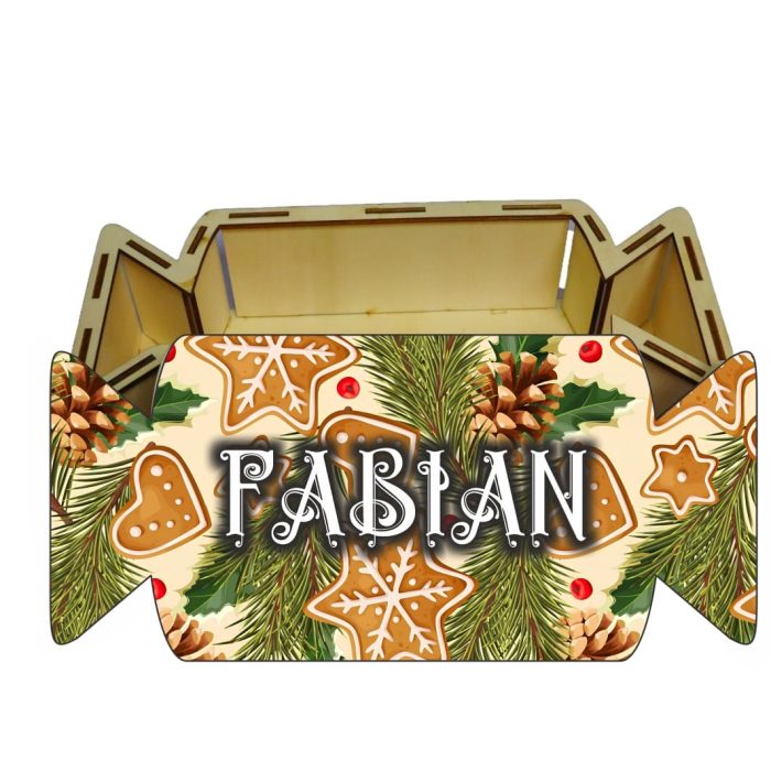Cutie cadou de Craciun Personalizata, Bomboana, Lemn, 30x14 cm, CCDB015 - imagine 2