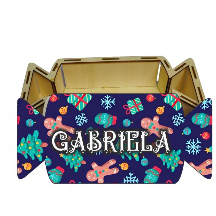 Cutie cadou de Craciun Personalizata, Bomboana, Lemn, 30x14 cm, CCDB016 - imagine 2