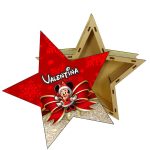 Cutie cadou de Craciun Personalizata, Stea, Lemn, 29x29 cm, CCDB018