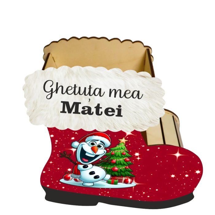 Cutie cadou de Craciun in forma de gheata, Personalizata, Lemn, 22x21 cm, CCDB023 - imagine 2