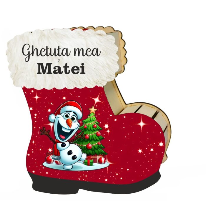Cutie cadou de Craciun in forma de gheata, Personalizata, Lemn, 22x21 cm, CCDB023 - imagine 1