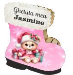 Cutie cadou de Craciun in forma de gheata, Personalizata, Lemn, 22x21 cm, CCDB026 - imagine 4
