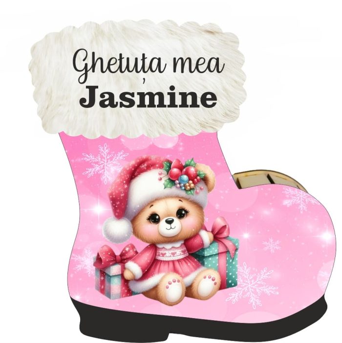 Cutie cadou de Craciun in forma de gheata, Personalizata, Lemn, 22x21 cm, CCDB026 - imagine 1