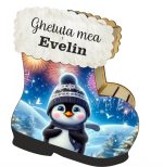 Cutie cadou de Craciun in forma de gheata, Personalizata, Lemn, 22x21 cm, CCDB027 - imagine 4