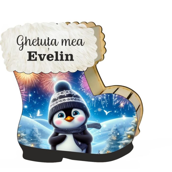 Cutie cadou de Craciun in forma de gheata, Personalizata, Lemn, 22x21 cm, CCDB027 - imagine 1