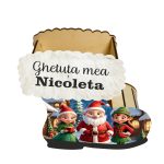 Cutie cadou de Craciun in forma de gheata, Personalizata, Lemn, 22x21 cm, CCDB030 - imagine 2