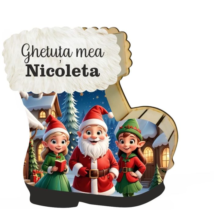 Cutie cadou de Craciun in forma de gheata, Personalizata, Lemn, 22x21 cm, CCDB030 - imagine 1