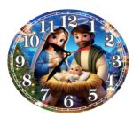 Ceas Craciun , Lemn, 40cm, Multicolor, CCRUV001 - imagine 4