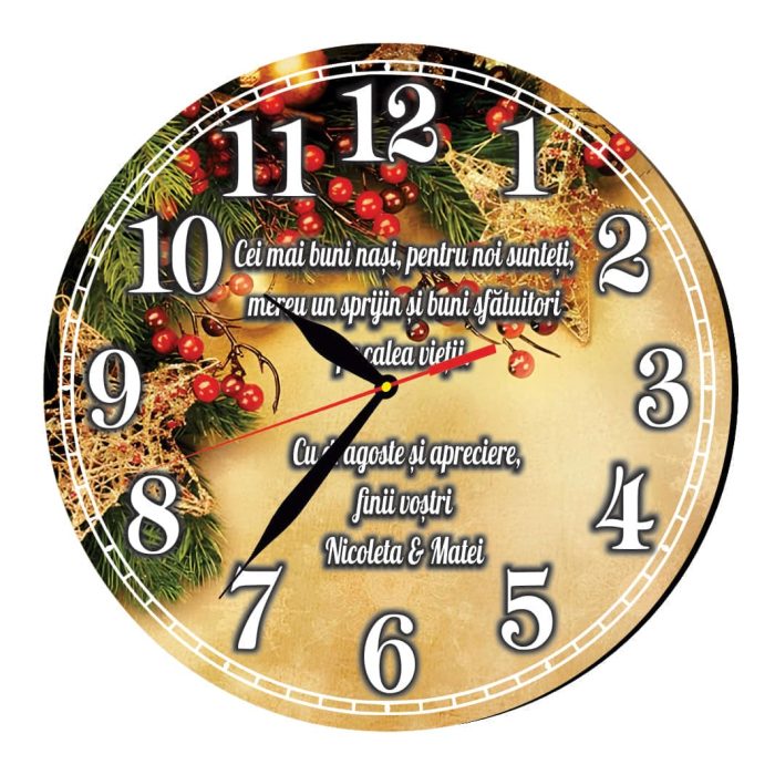 Ceas Craciun, Nasi, Lemn, 40cm, Multicolor, CCRUV020 - imagine 5