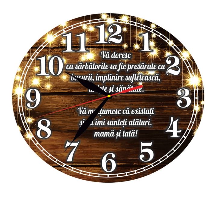 Ceas Craciun, Parinti, Lemn, 40cm, Multicolor, CCRUV028 - imagine 4