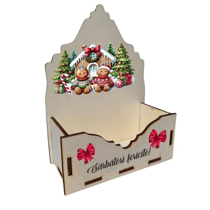 Cutii lemn aranjamente florale Craciun, Multicolor, CCUV002 - imagine 3